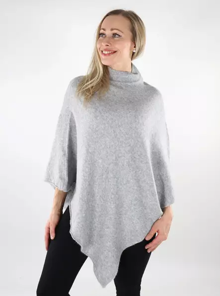 Pieces damponcho Fortuna Highneck mellangrå - Ponchos och slängkappor för damer - 137324 - 1